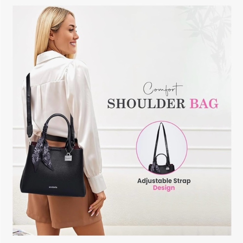 Crossbody Handbag Shoulder Tote Purse Black - Picture 9 of 9